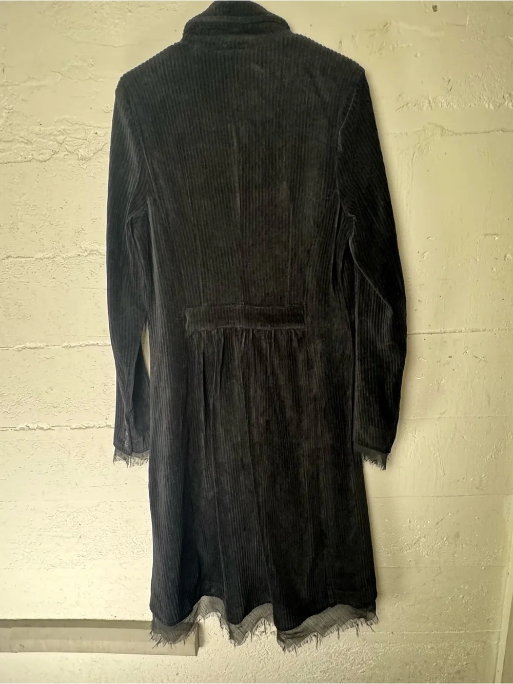 Free People Black‎ Corduroy Ribbed Coat Jacket Rare HTF Whimsigoth Grunge Goth L